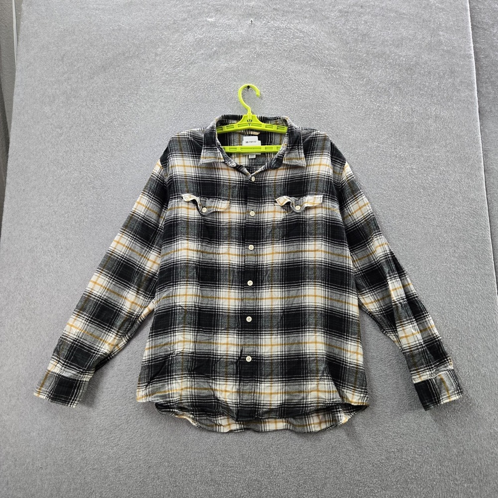 American Eagle Outfitters Men Button Up Shirt XL Black Plaid Flannel Western